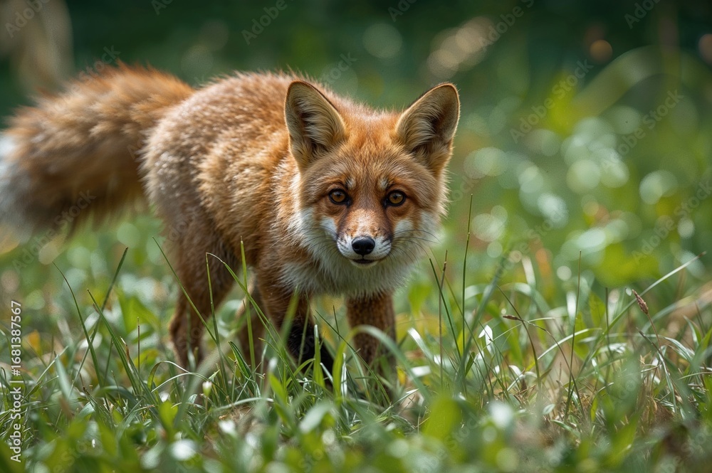 Fototapeta premium Energetic fox enjoying nature in a protected reserve