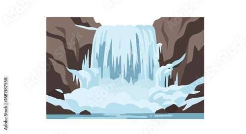 Water Flows Down Rocks, Forming Waterfall