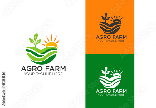 Agriculture logo and agro farm green logo template vector design
