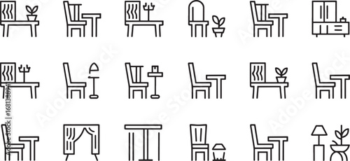 furniture bundle set silhouettes classic chair and table designs silhouette line art illustration royalty free stock photos premium quality