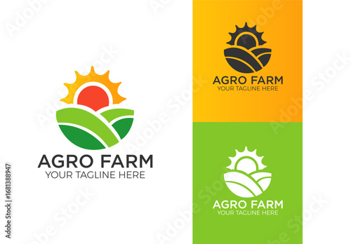 Agriculture logo and agro farm green logo template vector design