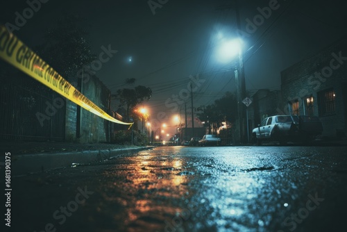 Dark City Alley Crime Scene at Night