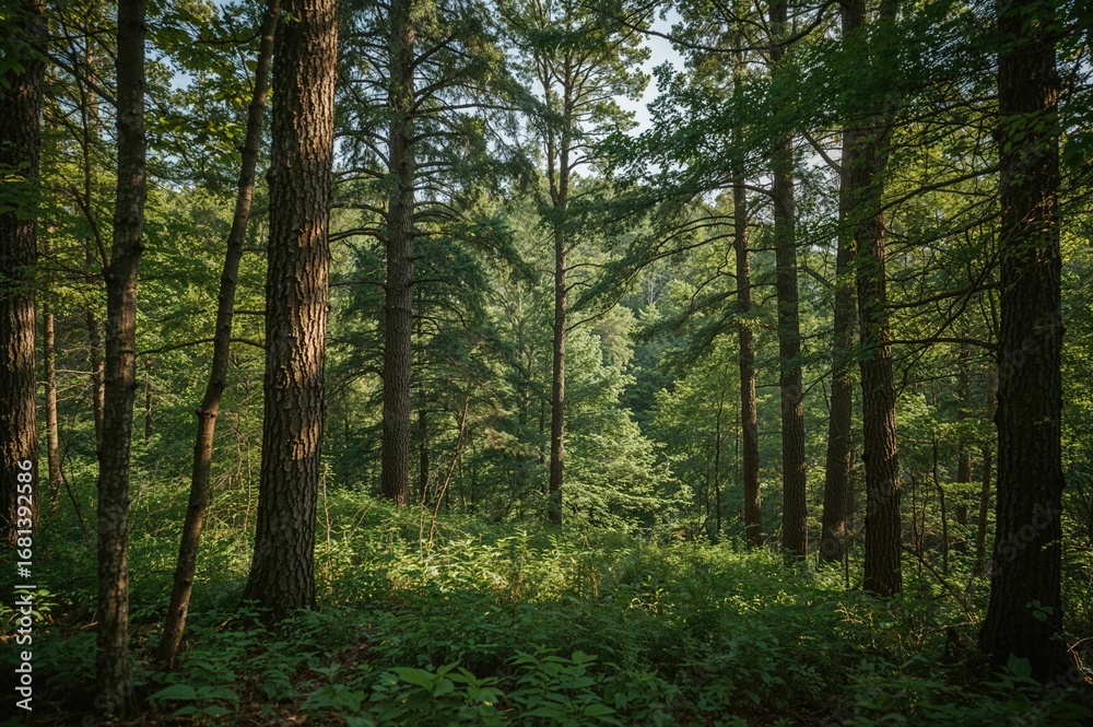 Fototapeta premium Forest seen through tree trunks