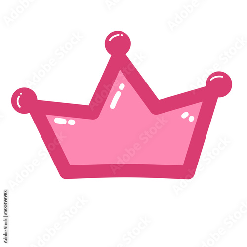 Cute Pink Crown Illustration, Princess Crown Cartoon, Kawaii Pink Tiara, Cute Crown Sticker Design