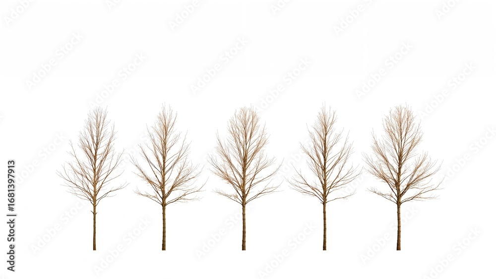 Obraz premium Row of trees standing before a pale backdrop
