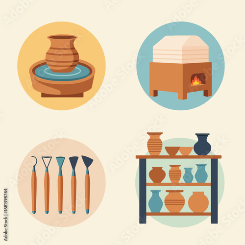 Crafting Vases, Firing Kiln, Displaying Pottery in Workshop