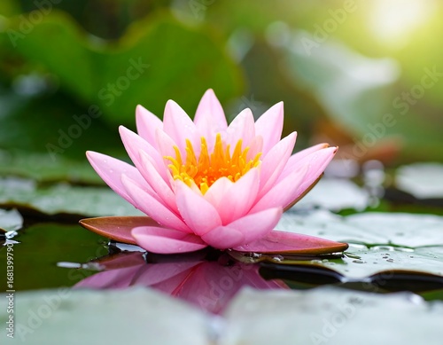 Pink lotus flower on water