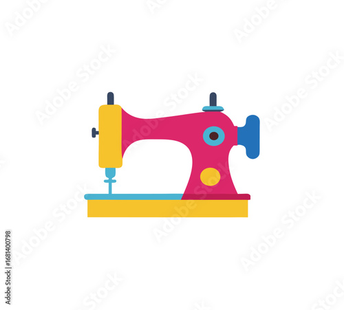 Vibrant classic sewing machine illustration with colorful details