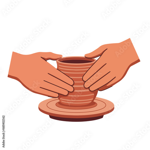 Hands Shaping Clay on a Pottery Wheel