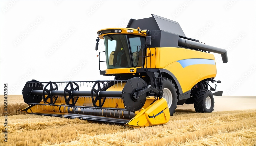 Obraz premium Combine harvester isolate background. Farm agricultural machinery for harvesting 