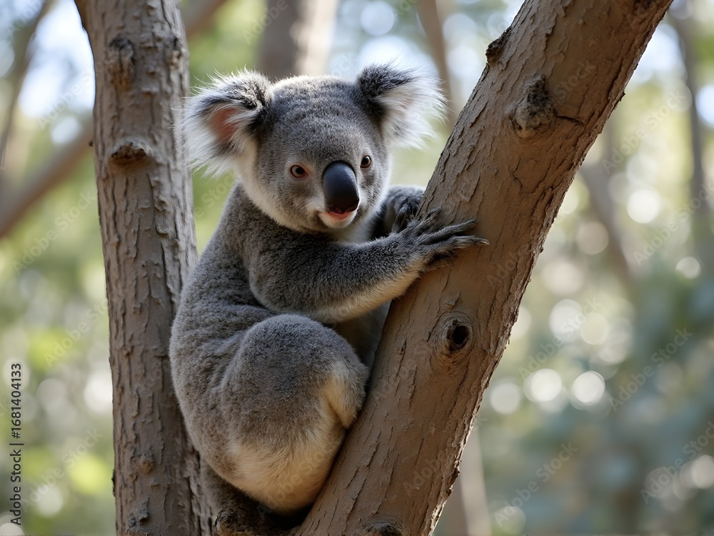 Obraz premium Koala in Eucalyptus Tree, in tree