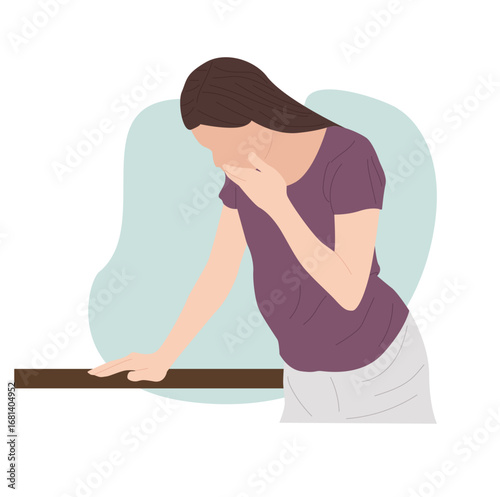 nauseous woman holding her mouth