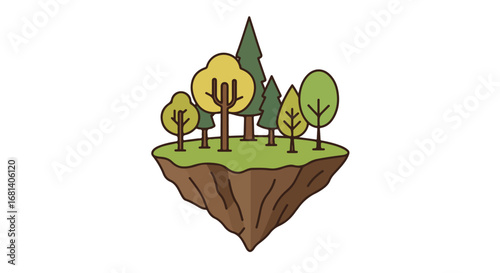 Floating Island Trees Grow on Surreal Landmass
