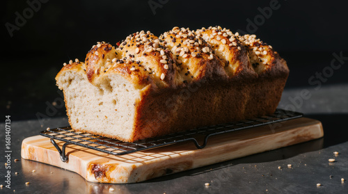 Freshly Baked Loaf of Sweet Bread on a Cooling Rack