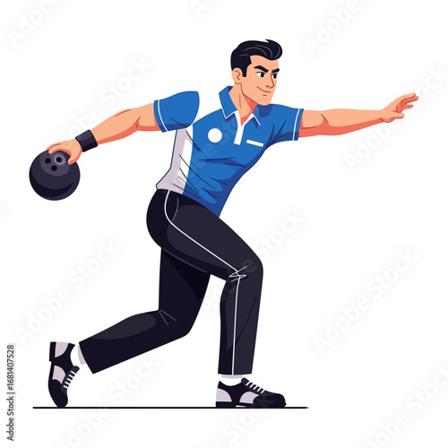 Striking the Mark: A dynamic vector illustration of a bowler poised to release the ball, exuding strength and focus, ready to make a perfect strike. 
