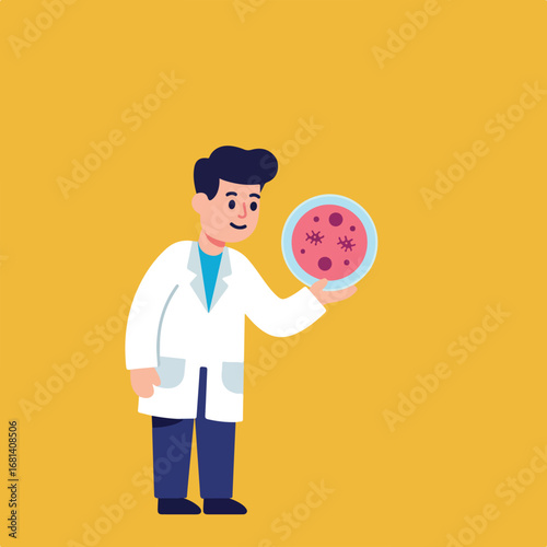 Scientist Examining Petri Dish in Laboratory