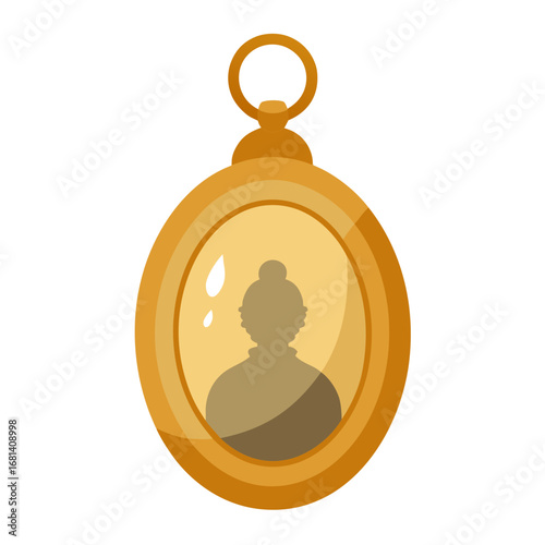 Vintage locket with silhouette portrait and hanging loop