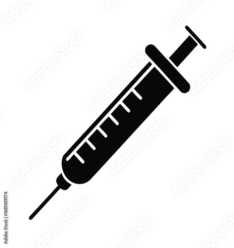 Medical syringe and injection icon with droplet
