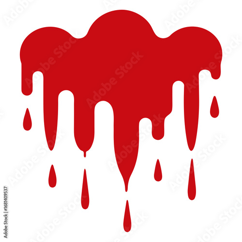 Red liquid dripping down like blood or paint