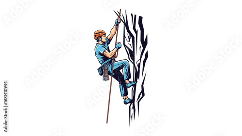 Mountain Climber's Ascent: A determined mountain climber ascends a rugged cliff face, embodying the spirit of adventure and the thrill of overcoming obstacles.