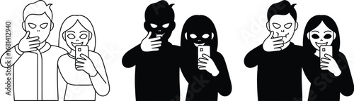 People taking selfies with a scary filter on their smartphones