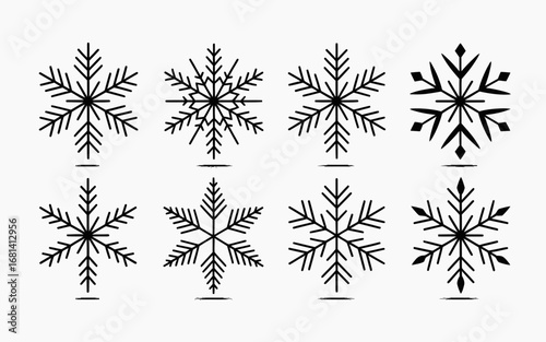 Vector art of collection of hand drawn snowflakes