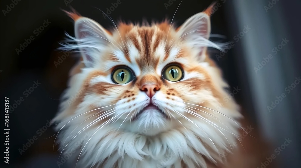 Fototapeta premium Golden-Toned Cat with Prominent Features