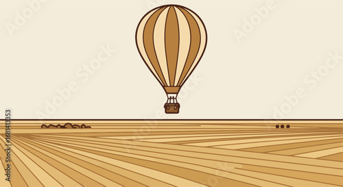 Balloon Flying Above Fields in Countryside
