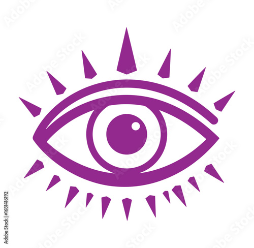 Purple eye symbol with spikes illustrating intuition spirituality and the third eye