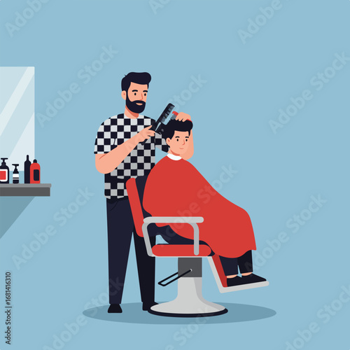 Barber Cuts Hair in Barbershop