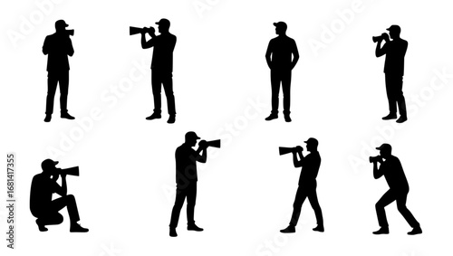 A collection of photographers in various poses, diligently capturing the world through their lenses.