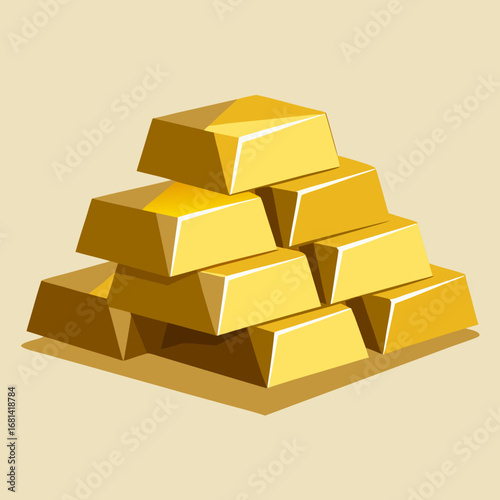Stack of shiny golden bars arranged in a pyramid shape