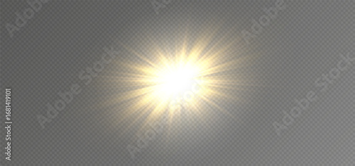shine gold star. light with sparkle effect. Glowing yellow light, magic star sparks.	
