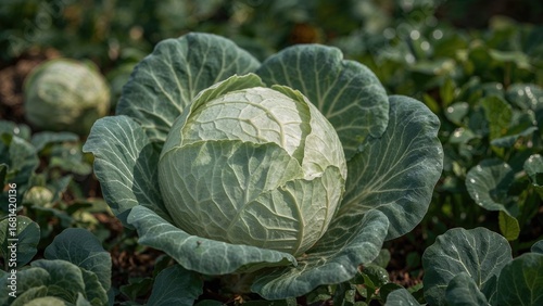 Wallpaper Mural Mature white cabbage nestled in garden bed Torontodigital.ca