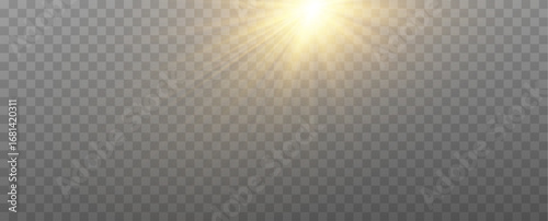 shine gold star. light with sparkle effect. Glowing yellow light, magic star sparks.	