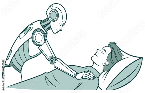 Futuristic robotic massage therapy with organic metallic design