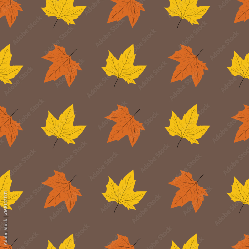 Obraz premium Autumn Leaves Seamless Vector Pattern