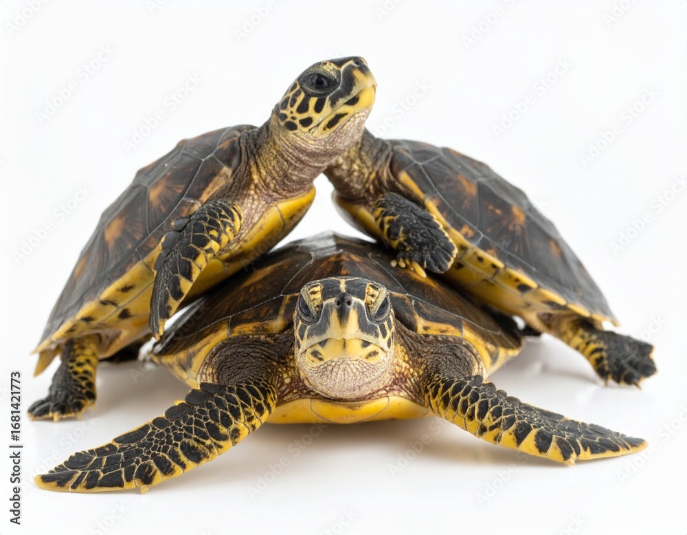 Obraz premium Hawksbill turtles isolated on white background. 