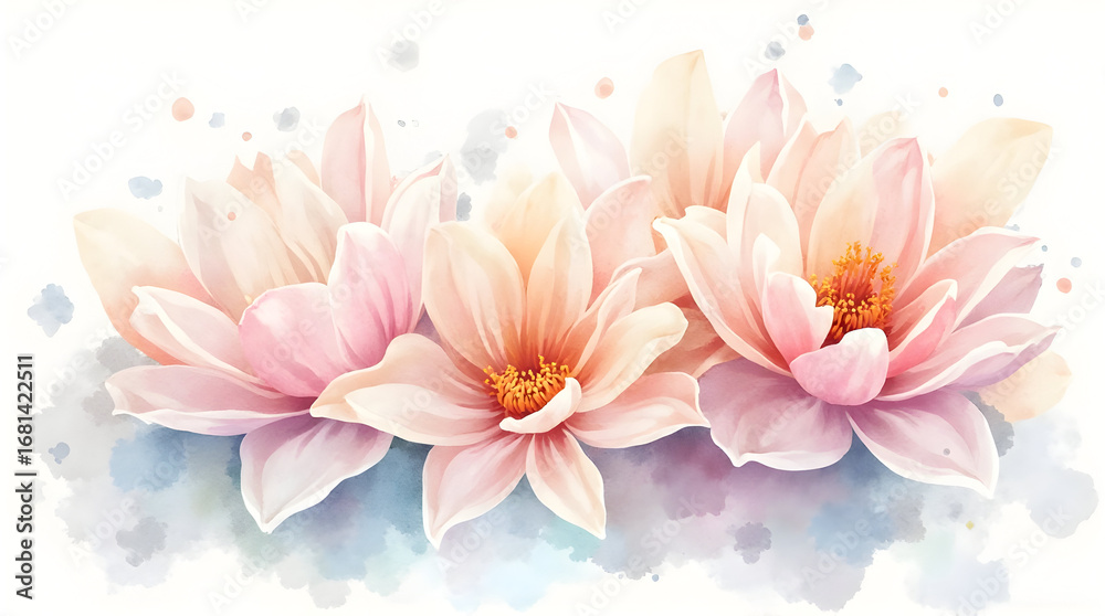 Fototapeta premium Watercolor Flower Arrangement of Pink Petals