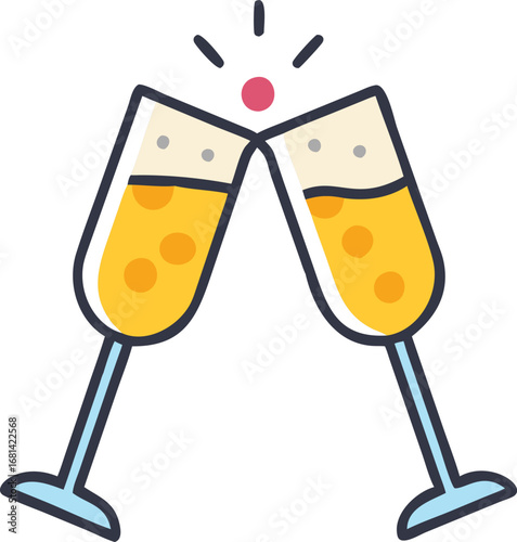 Celebratory toast with champagne glasses and drinks
