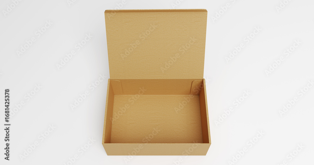 Obraz premium Kraft Cardboard Mailer Box Opened Flat Front View