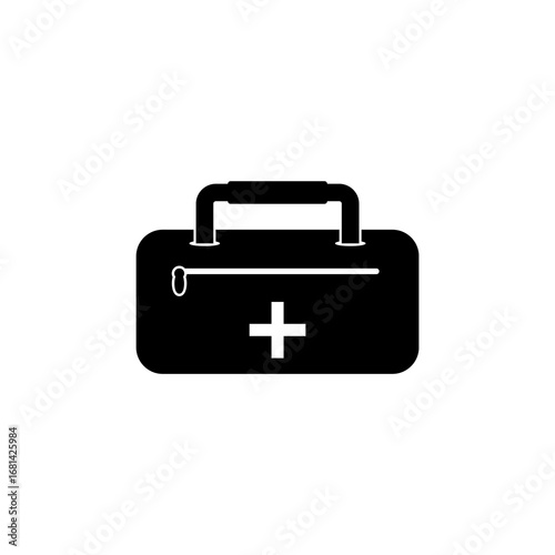 Medical Bag Black Icon. Vector illustration