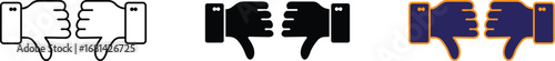 Thumbs down icon for negative feedback, poor rating, and customer dissatisfaction, transparent background