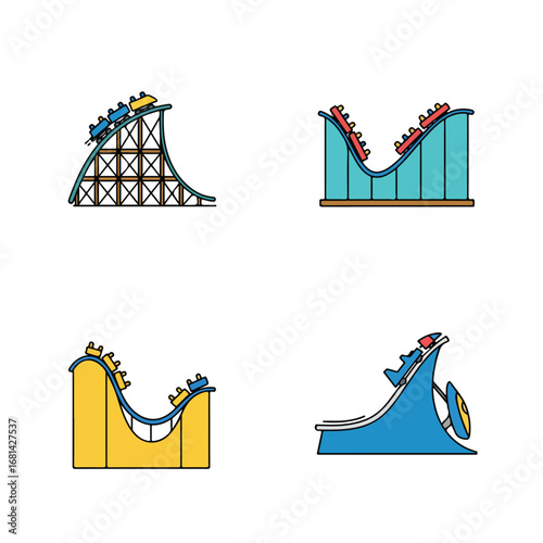 Roller Coasters Ascending Different Inclines at an Amusement Park