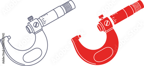 Micrometer tool for measuring precision engineering and mechanics vector