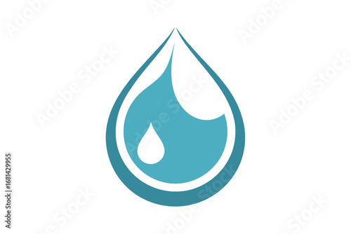 Abstract blue water drop illustration with internal droplet design elements