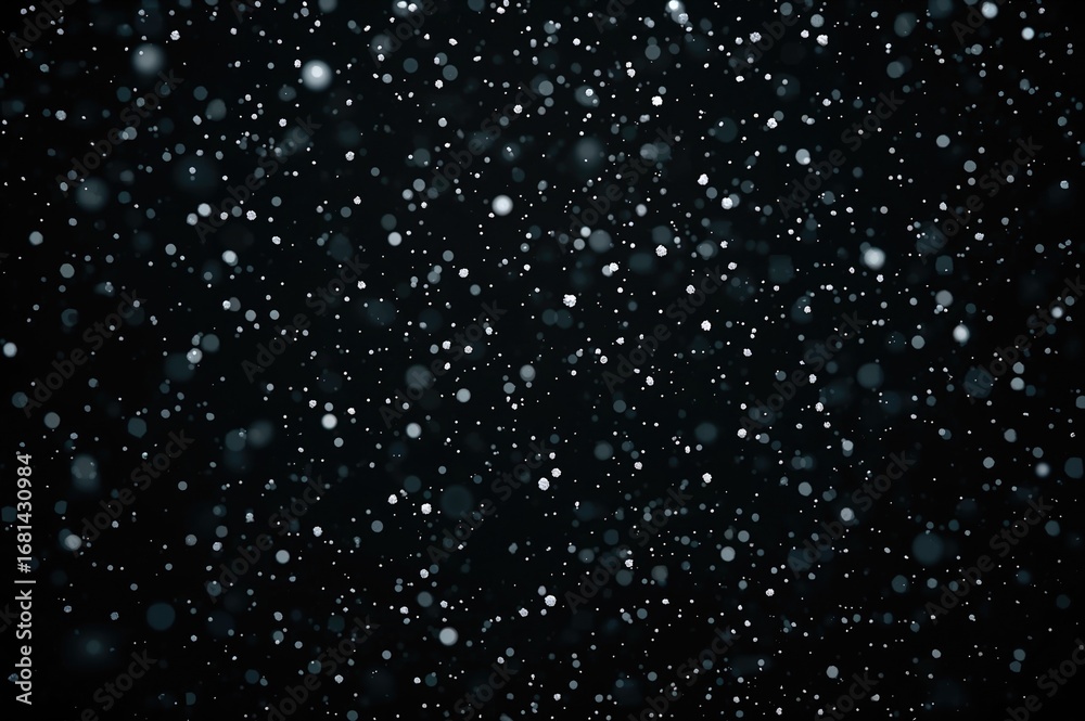 Fototapeta premium Black backdrop with falling snowflakes