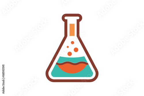 Colorful laboratory flask filled with swirling liquids ready for scientific experiments