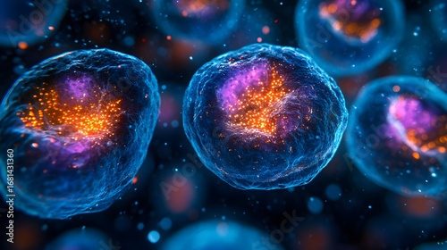 High-definition 3D rendered human islet cells microscopic image, diabetes research and biomedical education material, scientific visualization background
