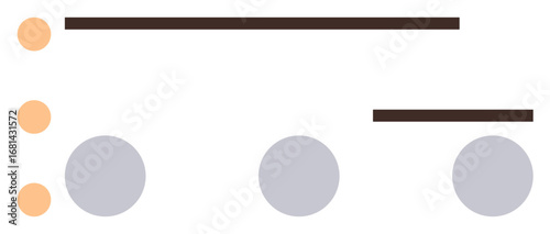 Horizontal lines, uniform circles, and dots arranged in a balanced layout. Ideal for organization, hierarchy, structure, minimalism, workflow data visualization abstract thinking. Simple flat
